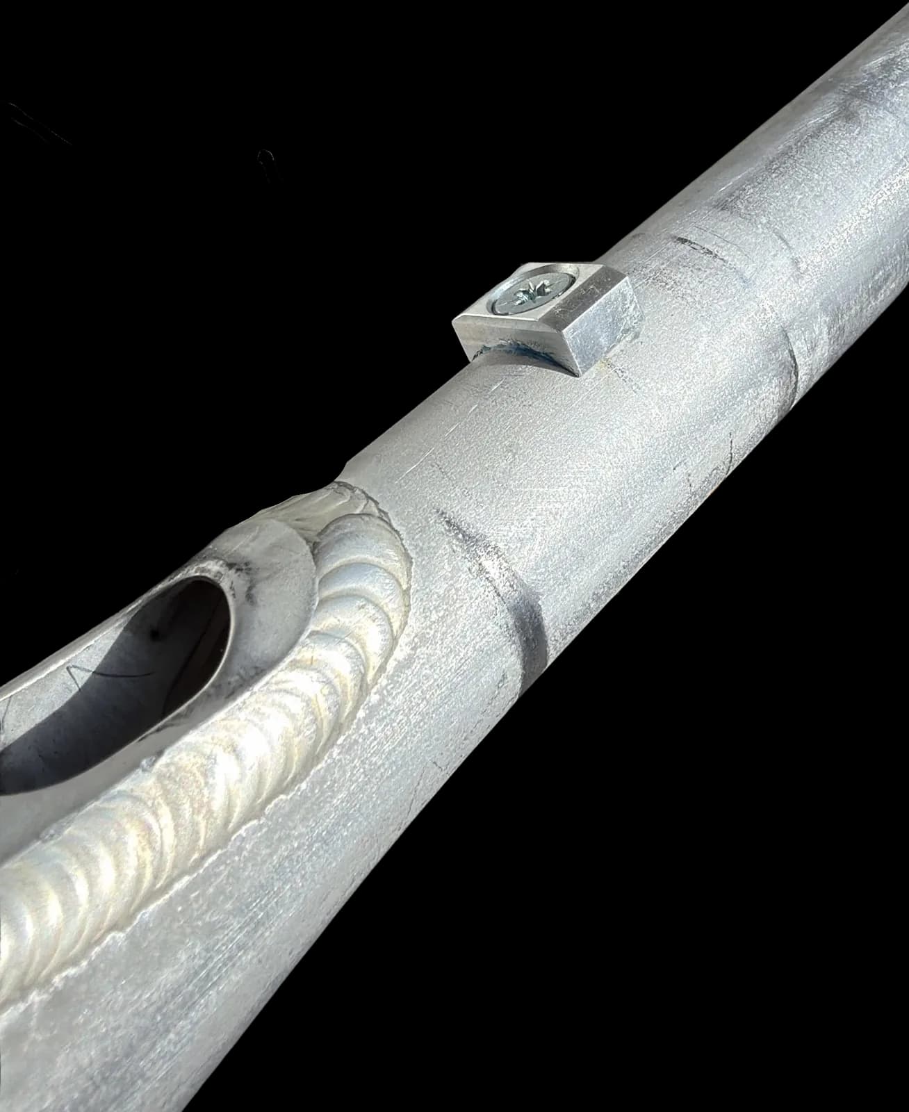 Our steering limiter, fitted to the frame of a VanMoof.